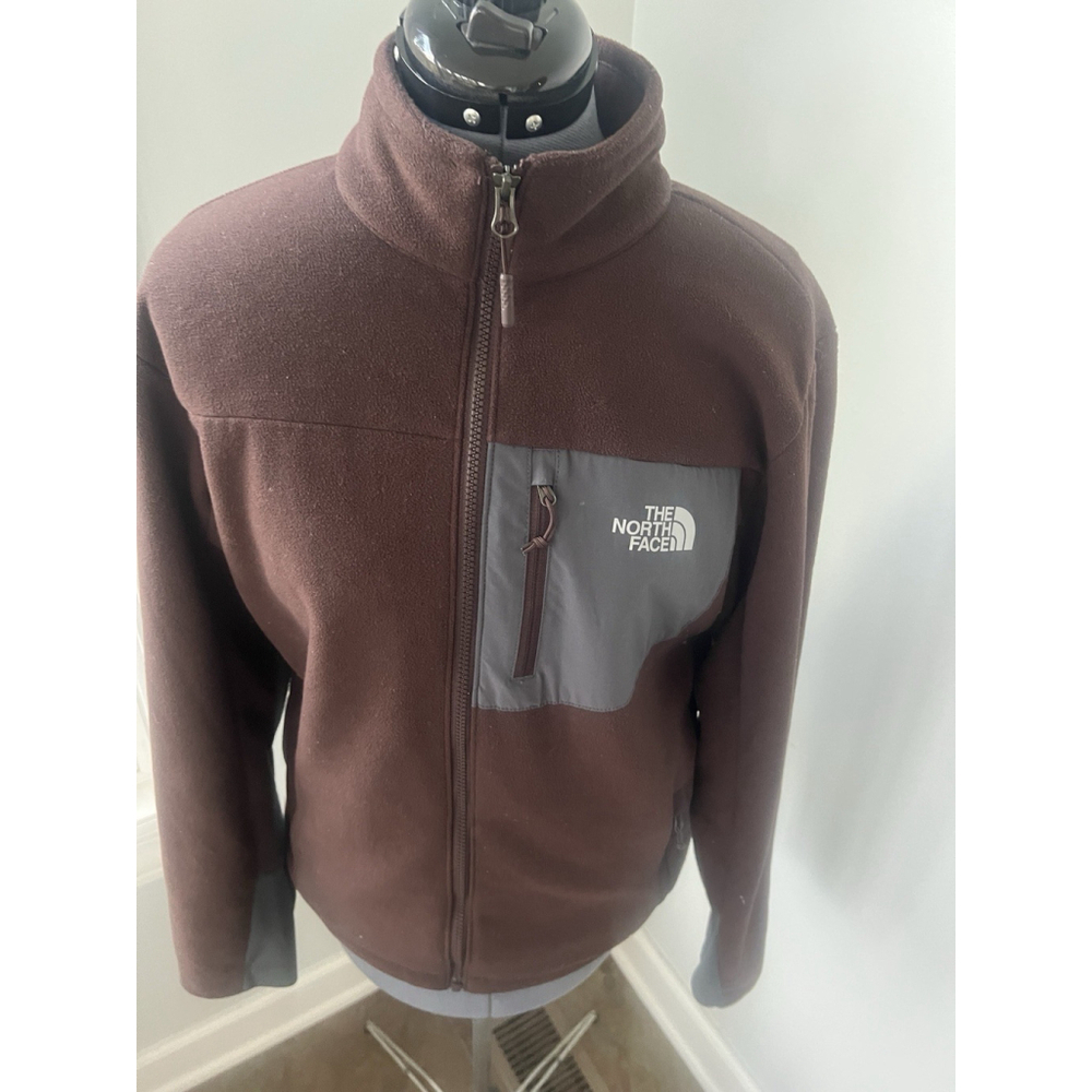 North Face Men’s Sz S Soft Shell Brown Fleece Jacket Pocket Full Zip Logo